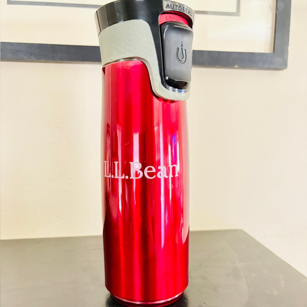 LL Bean travel bottle. Thermos. Metal. Spill proof.